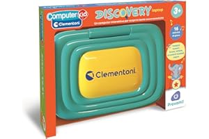 Clementoni Sapientino - Discovery Laptop, Computer Educativo per Bambini dai 3 Anni in su, 16 attività per Imparare Numeri, Lettere, Forme, Logica e Musica, Schermo LCD, Lingua Italiana, 16658