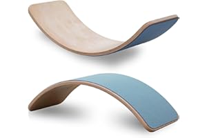 SmartToys4U Wooden Balance Board Kids Toddler Montessori Wobble Board with Felt Autism Friendly Waldorf Sensory Toy Children Natural Wood Curvy Seesaw Fitness Board for Adult Indoor Outdoor