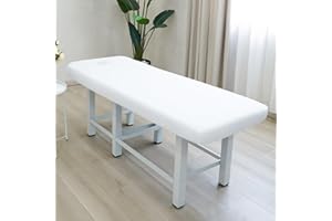 Odot Copri Lettino da Massaggio Copertura Protettiva con Foro per Il Viso per Lettino da Massaggio Lavabile Coprilettino Estetica, Tinta Unita (Bianco,80x190cm)