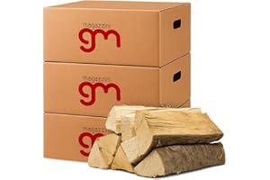MAGAZZINI GM Legna Da Ardere essiccata,100% comodo cartone di Tronchetti Da 25 Cm,per Stufe Camini Barbecue Fuoco Riscaldamento, 15 Kg (Legno di faggio, 45 Kg (3 pacchi))