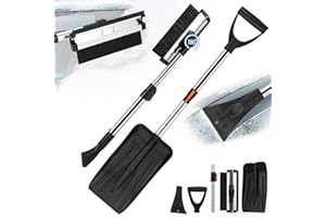 Apritsce Eiskratzer Schneebürste Schneeschieber, 3 in 1 Eiskratzer Auto Set, Eiskratzer Auto mit Besen, Abnehmbares Drehbares Auto Schneebürste, Ausziehbarem Schneeschaufel für Auto