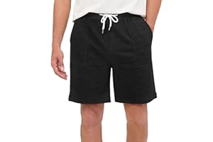 YUKIUINY Pantalones Hombre Algodón Cortos con Cordón Pijamas Chandal Elástica Ajustable con Bolsillos Verano Shorts Deportivos para Jogging Fitness