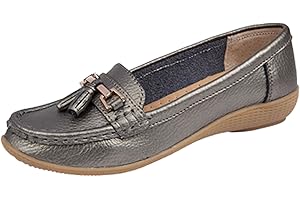 Jo & Joe Ladies Leather Moccasins Loafer Plimsole Pumps Womens Tassel Flat Shoes