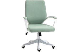 Vinsetto Silla de Oficina Giratoria Silla de Escritorio Basculante con Reposabrazos y Altura Ajustable para Dormitorio Salón Carga 120 kg 62x69x92-100 cm Verde