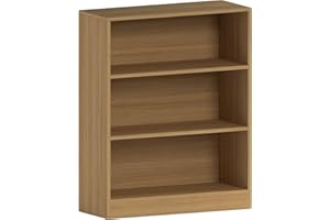 Vida Designs Cambridge 3-poziomowy regał na książki, drewno dębowe, regał ekspozycyjny, regał biurowy, meble do salonu