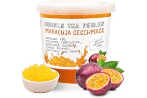 ‎D&O NATURE PRODUCTS Original Bubble Tea Perlen - 490g Maracuja Popping Boba Pearls, Tee Fruchtperlen, Hochwertige Fruit balls Original aus Taiwan, Tapioka 100% Vegan und Glutenfrei