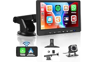 Wireless Apple CarPlay & Android Auto & Mirror Link with Bluetooth Hands Free, Hikity 7'' IPS Touchscreen CarPlay Car Stereo with Reverse Camera, Siri, USB/TF/AUX/FM, GPS, Airplay Car Radio Reciever