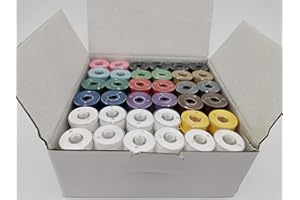 DOUBLELIN 144pcs Multi-Colors Prewound Bobbins Size A, 40S/2 Spun Polyester Thread 34wt, Plastic Sided, Size A, Class 15, 15J, SA156, 11 Colors Bobbin by 8pcs per Color, 16pcs Black Color and 40pcs White Color
