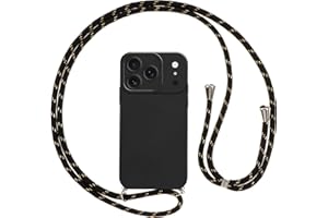 Vauki Handykette für iPhone 17 pro Hülle mit Band, HandyHülle mit Kordel, Weich Silikon TPU Stoßfest Bumper mit Kette zum Umhängen für iPhone 17 pro 6.3", Lanyard-Schwarz