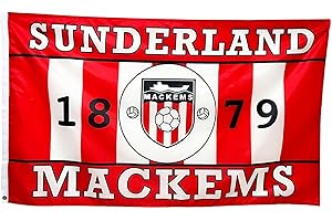 BEYOND HAPPY Sunderland Mackems 5x3 ft Football Flag – Retro Club Crest – Traditional Red And White Colours – HD Polyester