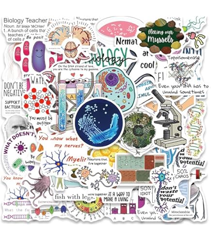 SHOWSUP 100Pcs Funny Biology Stickers - Waterproof Vinyl Decals For Laptops & Water Bottles