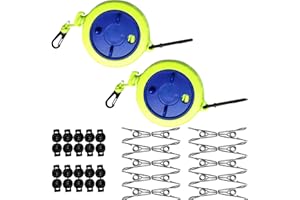 ‎DELAMIYA Delamiya 2 Stück Wäscheleine Ausziehbar, Verstellbare 10M Camping-Wäscheleine, Einziehbare Wäscheleine mit 10 Festen Schnallen und 10 Wäscheklammern, Outdoor Wäscheleine für Reisen,Camping,Campus