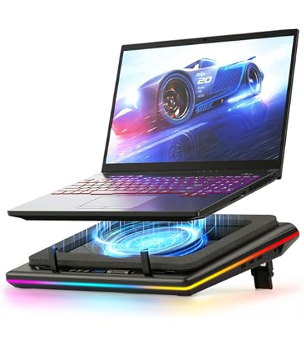 iggual – Base di Raffreddamento Portatile fino a 17 con 1 Ventola Ultra Silenziosa e Supporto per Smartphone, Base Regolabile Antiscivolo con 4 Angolazioni, Include Cavo USB-A (RP1V17
