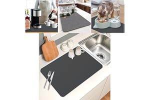 Xerteam Tappetino Scolapiatti, Tappetino per Lavello da Cucina Super Assorbente, Tappetino per Asciugare le Stoviglie, Tappetino per Asciugare le Posate 30 x 40 cm (Grigio Scuro)