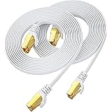 Cavo Ethernet Cat 7 3M-2 Pezzi, Aouensly Cavo Internet di Rete LAN Gigabit RJ45 ad Alta Velocità Piatto Leggero Stabile 10Gbp