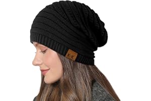 KORDEAR Beanie Hat Women - Winter Warm Knitted Beanies Ladies Thermal Wooly Hat Soft Stretch Slouchy Beanie Skull Cap Cable Knit Hat for Women Girls Outdoor UK
