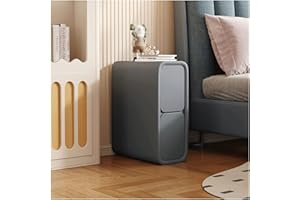 BAUBUY Comodino stretto con 2 cassetti Comodino in pelle in microfibra Tavolino da divano sottile minimalista per piccoli spazi Mobili per camera da letto