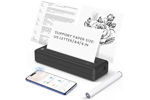 HPRT A4 Thermal Printer - MT810 Portable Bluetooth Printer, Support 210x297mm Paper, Wireless Mobile Printer Compatible Travel, Office, School, Home, Inkless Small Printer for Phone & Laptops