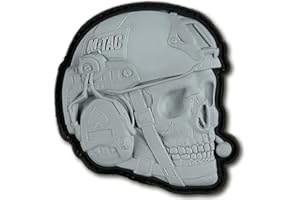 M-Tac Morale Toppe 3D in PVC, Toppe tattiche con teschio operatore per gilet, zaini, cappelli, toppa tattica militare con retro con chiusura a gancio (grigio)