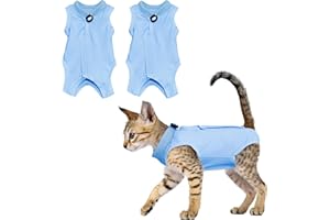 GRANTOP 2PCS Cat Professional Recovery Suit, Anti-licking Cat Vest, E-Collar Alternative for Cats, Recovery Suit Post Surgery for Abdominal Wounds or Skin Diseases