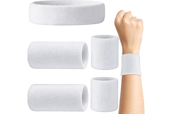 MINGBOLIN Set med 5 svettband, 2 x handled 8 x 8 cm, 2 x handled 8 x 15 cm, 1 x pannband, svettband handled, pannband, andas