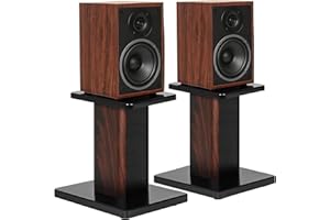 FREEAMG Lot de 2 Supports d'Enceintes de Bureau en Bois 30CM, Jusqu'à 50KG, Supports de Haut-Parleurs pour Home Cinéma, Supports Universels pour Enceintes de Bureau, Conception Remplie de Sable