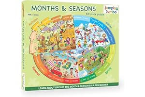 JUMPING JUMBO JumpingJumbo MONTHS & SEASONS- Learning Toys for Kids, Educational Games for 5-8 Years Old, Gift for 5+ Years, Board Game for Boys and Girls