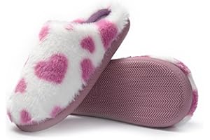 JOMIX Zapatillas Casa Mujer Invierno con Peluche Comodas Pantuflas Mujer Cerradas Zapatillas Mujer Casa con Estampado de Corazón