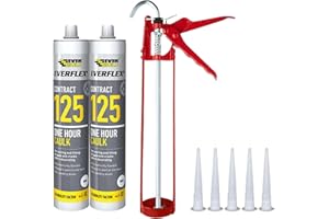 HOME EXPERT SOLUTIONS One Hour Caulk & Marksman 9" Caulking Gun Bundle with 5 Spare Nozzles – Flexible Sealing & DIY Tools for Quick Finishing