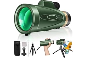 MD.LIFE Monocular Telescope 80x100 High Power with Smartphone Adapter Tripod,Larger Vision Monoculars for Adults with BAK4 Prism & FMC Lens, Suitable for Bird Watching Hunting Hiking Camping Wildlife-Green