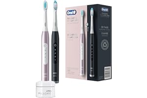 ‎ORAL-B Oral-B Pulsonic Slim Luxe 4900 Elektrische Schallzahnbürste/Electric Toothbrush, Doppelpack 2 Aufsteckbürsten, 3 Putzmodi für Zahnpflege, Geschenk Mann/Frau, Designed by Braun, schwarz/rosegold