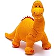 Best Years | Orange Knitted Diplodocus Dinosaur Soft Toy | Baby Safe from Birth | Machine Washable | 40cm x 27cm | Perfect Toddler Gift | Ethically Sourced