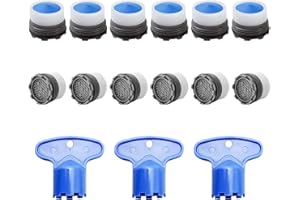 VEGCOO 15 Piezas Aireador Grifo Lavabo M18.5 M16.5, Aireador Grifo Cocina con 3 Llave Filtro, Filtro Grifo Boquilla Fregadero para Cocina y Baño (Azul, M16.5)