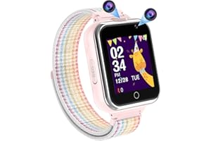PTHTECHUS Smartwatch Kinder Telefon, 1.54'' 24 Spiele Schrittzähler MP3 Musik Kamera Taschenlampe 3-14 Jahre Junge Mädchen Uhr Geschenk