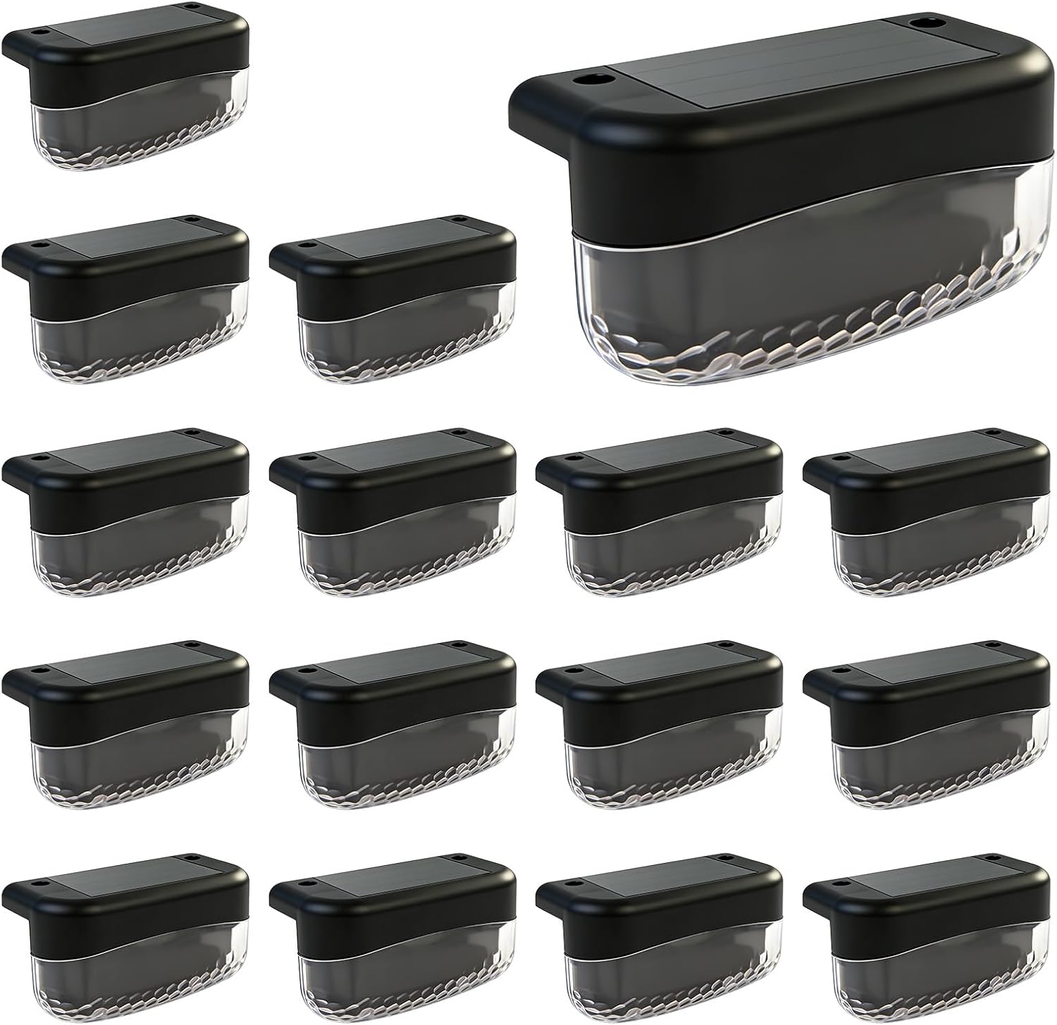 CREECHWA Luces Solares Exterior LED para Jardín y Terraza - 16 Pack de Lámparas Solares para Escaleras, Vallas y Patios, Impermeable, Encendido Automático, Blanco Frío, Instalación Fácil sin Cables