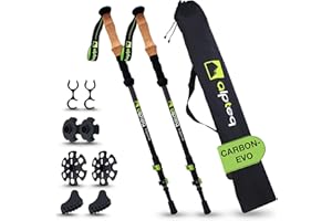 ‎ALPTEQ Alpteq Zugspitze Carbon Wanderstöcke Teleskop – Ultraleichte Trekkingstöcke für Damen, Herren & Kinder | Verstellbar 65–135 cm | Nordic Walking Stöcke mit Korkgriff, Klemmverschluss & Zubehör