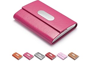 FACATH Business Card Holder, PU Leather Slim Business Card Case - Business Card Carrier ID Case/Wallet Pocket Business Name Card Holder for Women and Men