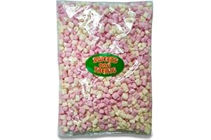 Sweets and Treats Wholesale® Mini Marshmallows 1kg Bulk Bag – Pink & White Fluffy Marshmallows for Hot Chocolate, Baking, Cakes, Desserts & Party Treats