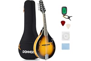 Donner Mandoline Instrument A Style Mandoline mit 8 Saiten Anfänger Erwachsene Mahogany Tasche Tuner Plektren Sunburst (DML-1)