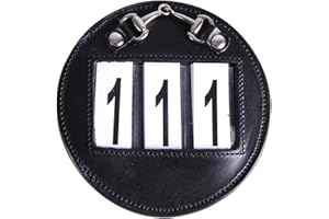 Equipride QHP RICKY - Set di 2 supporti in pelle per briglie e numeri per dressage