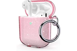 ULAK Custodia per AirPods Trasparente,Progettata AirPod Cover Morbida TPU Antiurto Accessori Portachiavi Compatibile con Apple AirPod 2 1 di ricarica [Led frontale visibile] Rosa