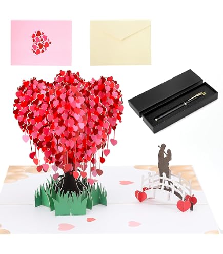 Biglietto Di Auguri Pop-up 3D Albero Della Vita A Cuore - Per Matrimonio, Anniversario, San Valentino - Con Busta 20x15 Cm
