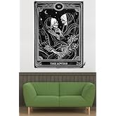 Pelangi The Lovers Iskelet Sevgililer Desen Leke Tutmaz Kadife Kumaş Duvar &Ouml;rt&uuml;s&uuml; Duvar Halısı Tapestry WLL115, 140 x 230