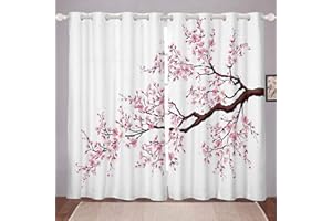 TBRAND Tende per finestre in stile giapponese con fiori di ciliegio per bambini e ragazze chic rosa fiori fiori finestra Trattamenti albero rami decorazione camera W46* L54