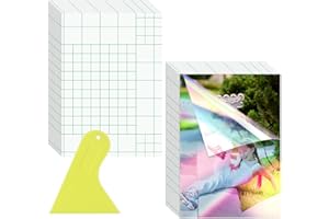 Poeland 50 Pcs Self Adhesive Holographic Laminating Sheets A6, 4 x 6 Inches, Holographic Rainbow Sticker Paper, with a Scraper, No Machine Self Sealing Laminate Sheets for Card, Photo, Sticker Paper
