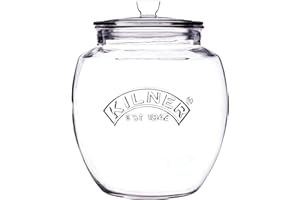 Kilner Universal Jar Push-Top Lid 2 Litre Glass Food Container with Silicone Seal Kitchen Pantry Storage for Dry Food Biscuits Sweets and Treats
