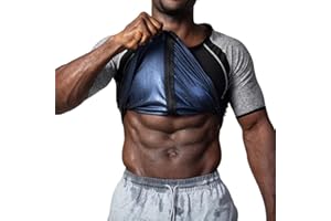 VORCY Mens Sweat Sauna Shirt Workout Training Body Shaper Waist Trainer Zipper Vest for Weight Loss