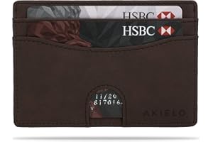 AKIELO Minimalist RFID Blocking Card Holder and Gift Box – Mens Credit Card Wallet – Compact and Slim Wallet (Echo Collection)