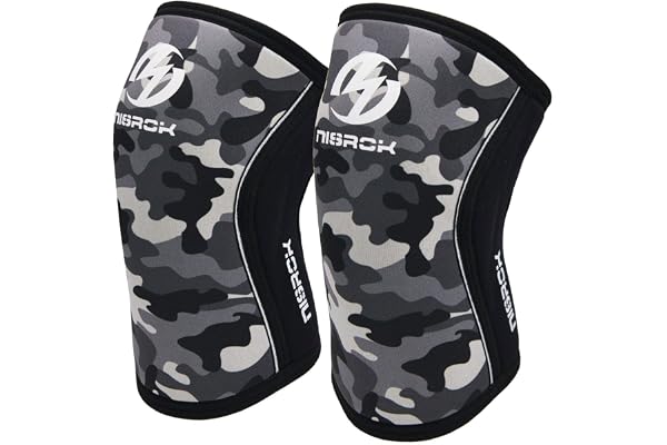 Nisrok Genouillères (1 paire), genouillères de compression en néoprène de 7 mm, excellent soutien pour le cross-training, l'haltérophilie, la dynamophilie, les squats, le basket-ball et plus encore L