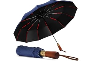 SANCEN Parasol kieszonkowy, odporny na burzę, duży, 10 żeberek, wiatroszczelny, burzowy, parasol kieszonkowy, granatowy